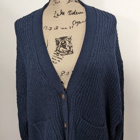 NWT J. Crew Cropped Patch Pocket Beach Cardigan Sweater Navy Size 2XL AY828 - Picture 4 of 13